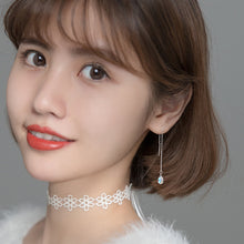 将图片加载到图库查看器,SLUYNZ 925 Sterling Silver Moonstone Teardrop Dangle Earrings for Women Teen Girls Droplet Threader Earrings Chain