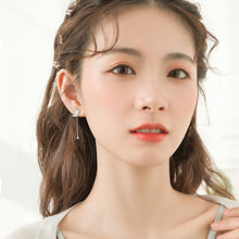 将图片加载到图库查看器,SLUYNZ 925 Sterling Silver Butterfly Drop Earrings for Women Teen CZ Stones Water Dangle Earrings Chain