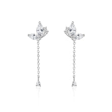 将图片加载到图库查看器,SLUYNZ 925 Sterling Silver Butterfly Drop Earrings for Women Teen CZ Stones Water Dangle Earrings Chain