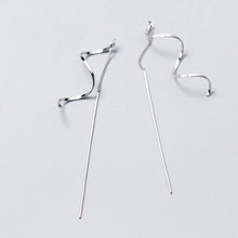 将图片加载到图库查看器,SLUYNZ 925 Sterling Silver Curve Threader Earrings Chain for Women Girls Wave Dangle Earring Tassel Line Earring