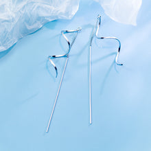 将图片加载到图库查看器,SLUYNZ 925 Sterling Silver Curve Threader Earrings Chain for Women Girls Wave Dangle Earring Tassel Line Earring