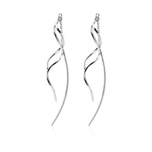 Load image into Gallery viewer, SLUYNZ 925 Sterling Silver Curve Threader Earrings Chain for Women Girls Wave Earring Dangle Earring Tassel