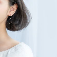将图片加载到图库查看器,SLUYNZ 925 Sterling Silver Curve Threader Earrings Chain for Women Girls Wave Dangle Earring Tassel Line Earring