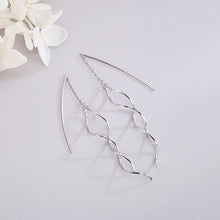 Load image into Gallery viewer, SLUYNZ 925 Sterling Silver Curve Threader Earrings Chain for Women Girls Wave Earring Dangle Earring Tassel