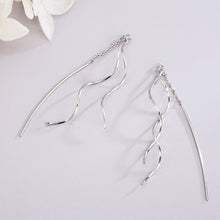 Load image into Gallery viewer, SLUYNZ 925 Sterling Silver Curve Threader Earrings Chain for Women Girls Wave Earring Dangle Earring Tassel
