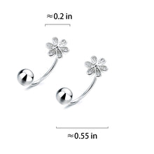 将图片加载到图库查看器,SLUYNZ 925 Sterling Silver Daisy Earrings Cuff Ball Studs for Women Teens Flower Cartilage Earrings Helix Piercing Half Hoop Earrings