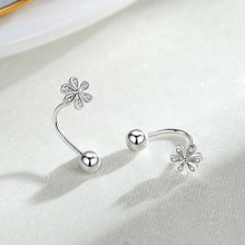 将图片加载到图库查看器,SLUYNZ 925 Sterling Silver Daisy Earrings Cuff Ball Studs for Women Teens Flower Cartilage Earrings Helix Piercing Half Hoop Earrings