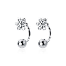 将图片加载到图库查看器,SLUYNZ 925 Sterling Silver Daisy Earrings Cuff Ball Studs for Women Teens Flower Cartilage Earrings Helix Piercing Half Hoop Earrings