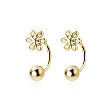 将图片加载到图库查看器,SLUYNZ 925 Sterling Silver Daisy Earrings Cuff Ball Studs for Women Teens Flower Cartilage Earrings Helix Piercing Half Hoop Earrings