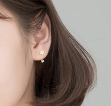 将图片加载到图库查看器,SLUYNZ 925 Sterling Silver Daisy Earrings Cuff Ball Studs for Women Teens Flower Cartilage Earrings Helix Piercing Half Hoop Earrings