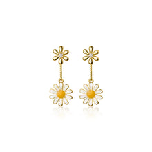 Load image into Gallery viewer, SLUYNZ 925 Sterling Silver Daisy Dangle Earrings for Women Girls Shiny CZ Earring Flower Drop Earring Stud