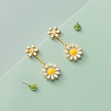 Load image into Gallery viewer, SLUYNZ 925 Sterling Silver Daisy Dangle Earrings for Women Girls Shiny CZ Earring Flower Drop Earring Stud