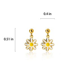 将图片加载到图库查看器,SLUYNZ 925 Sterling Silver Daisy Dangle Earrings Drop for Women Girls Little Flower Earring Mini Ball Stud Earring