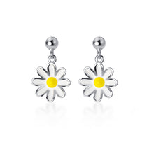 将图片加载到图库查看器,SLUYNZ 925 Sterling Silver Daisy Dangle Earrings Drop for Women Girls Little Flower Earring Mini Ball Stud Earring