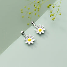 将图片加载到图库查看器,SLUYNZ 925 Sterling Silver Daisy Dangle Earrings Drop for Women Girls Little Flower Earring Mini Ball Stud Earring