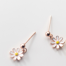 将图片加载到图库查看器,SLUYNZ 925 Sterling Silver Daisy Earrings Dangle for Women Girls Little Flower Drop Earring Mini Ball Stud Earring