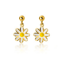 将图片加载到图库查看器,SLUYNZ 925 Sterling Silver Daisy Dangle Earrings Drop for Women Girls Little Flower Earring Mini Ball Stud Earring