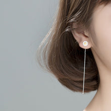 将图片加载到图库查看器,SLUYNZ 925 Sterling Silver Daisy Threader Earrings for Women Girls Flower Chain Earring Bar Tassel Earring Dangle