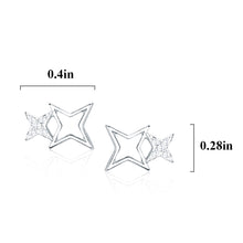 Load image into Gallery viewer, SLUYNZ 925 Sterling Silver Minimalist Double Stars Studs Earrings for Womens Teen Girls Shiny CZ Earrings