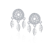 将图片加载到图库查看器,SLUYNZ 925 Sterling Silver Dream Catcher Earrings Drop for Women Teen Girls Feather Tassel Earring Studs