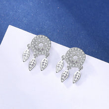 将图片加载到图库查看器,SLUYNZ 925 Sterling Silver Dream Catcher Earrings Drop for Women Teen Girls Feather Tassel Earring Studs