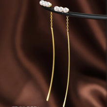 将图片加载到图库查看器,SLUYNZ 925 Sterling Silver Pearl Threader Earring Chain for Women Teen Girls Curve Dangle Earring Tassel Ear Line