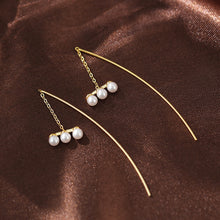 将图片加载到图库查看器,SLUYNZ 925 Sterling Silver Pearl Threader Earring Chain for Women Teen Girls Curve Dangle Earring Tassel Ear Line
