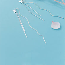 Load image into Gallery viewer, SLUYNZ 925 Sterling Silver Butterfly Earrings Dangle for Women Girls Drop Threader Earring Chain Double Tassel Line Earring