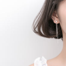 Load image into Gallery viewer, SLUYNZ 925 Sterling Silver Butterfly Earrings Dangle for Women Girls Drop Threader Earring Chain Double Tassel Line Earring