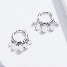 将图片加载到图库查看器,SLUYNZ 925 Sterling Silver Disc Earrings Hoop for Women Teen Mini Coin Drop Earrings Tassel Huggie Hoop Earrings Studs