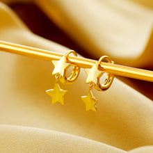 将图片加载到图库查看器,SLUYNZ 925 Sterling Silver Star Earrings Hoop for Womens Teens Girls Double Stars Drop Earrings Small Huggie Hoop Earrings Star Charms Earrings