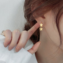 将图片加载到图库查看器,SLUYNZ 925 Sterling Silver Star Earrings Hoop for Womens Teens Girls Double Stars Drop Earrings Small Huggie Hoop Earrings Star Charms Earrings