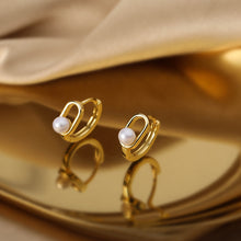 Load image into Gallery viewer, SLUYNZ 925 Sterling Silver Pearl Earring Hoop for Women Girls Safety Pin Huggie Hoop Earring Minimalist Bead Ball Earring