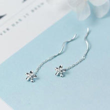 Load image into Gallery viewer, SLUYNZ 925 Sterling Silver Plumeria Flowers Tassel Earrings Dangle for Women Teen Girls Plumeria Flowers Earrings Threader Earrings