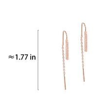 Load image into Gallery viewer, SLUYNZ 925 Sterling Silver Shiny Bar Threader Earrings for Women Girls Minimalist Drop Dangle Earring Chain CZ Stones Ear Line