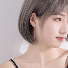 Load image into Gallery viewer, SLUYNZ 925 Sterling Silver Shiny Bar Threader Earrings for Women Girls Minimalist Drop Dangle Earring Chain CZ Stones Ear Line