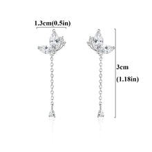 将图片加载到图库查看器,SLUYNZ 925 Sterling Silver Butterfly Drop Earrings for Women Teen CZ Stones Water Dangle Earrings Chain