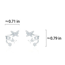 将图片加载到图库查看器,SLUYNZ 925 Sterling Silver Shiny Butterfly Cuff Earrings for Womens Teens CZ Wrap Earrings Pair Butterfly Climber Earrings Studs