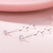 将图片加载到图库查看器,SLUYNZ 925 Sterling Silver Star Earrings Dangle for Women Teen Girls Shiny CZ Tassel Earrings Chain Ear Line Threader Earrings Wave Tassel Earrings Chain