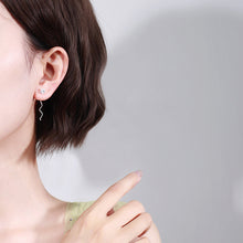 将图片加载到图库查看器,SLUYNZ 925 Sterling Silver Star Earrings Dangle for Women Teen Girls Shiny CZ Tassel Earrings Chain Ear Line Threader Earrings Wave Tassel Earrings Chain