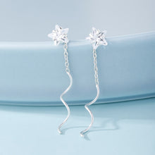 将图片加载到图库查看器,SLUYNZ 925 Sterling Silver Star Earrings Dangle for Women Teen Girls Shiny CZ Tassel Earrings Chain Ear Line Threader Earrings Wave Tassel Earrings Chain