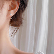 将图片加载到图库查看器,SLUYNZ 925 Sterling Silver Star Earrings Dangle for Women Teen Girls Shiny CZ Tassel Earrings Chain Ear Line Threader Earrings Wave Tassel Earrings Chain
