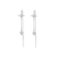 Load image into Gallery viewer, SLUYNZ 925 Sterling Silver Shiny Stars Dangle Earrings for Womens Girls Long Threader Earrings Chain Tassel Earrings