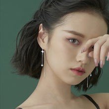 Load image into Gallery viewer, SLUYNZ 925 Sterling Silver Shiny Stars Dangle Earrings for Womens Girls Long Threader Earrings Chain Tassel Earrings