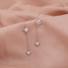 Load image into Gallery viewer, SLUYNZ 925 Sterling Silver Shiny Stars Dangle Earrings for Womens Girls Long Threader Earrings Chain Tassel Earrings