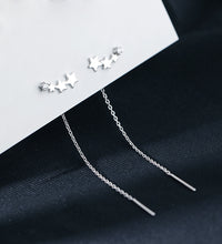 Load image into Gallery viewer, SLUYNZ 925 Sterling Silver Stars Threader Tassel Earrings for Womens Teens Threader Earrings Chain Dangle Earrings Line
