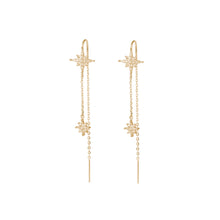 Load image into Gallery viewer, SLUYNZ 925 Sterling Silver Shiny Stars Dangle Earrings for Womens Girls Long Threader Earrings Chain Tassel Earrings