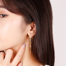 Load image into Gallery viewer, SLUYNZ 925 Sterling Silver Shiny Stars Dangle Earrings for Womens Girls Long Threader Earrings Chain Tassel Earrings