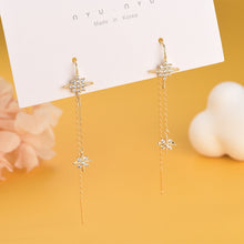 Load image into Gallery viewer, SLUYNZ 925 Sterling Silver Shiny Stars Dangle Earrings for Womens Girls Long Threader Earrings Chain Tassel Earrings
