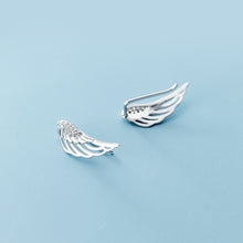 将图片加载到图库查看器,SLUYNZ 925 Sterling Silver Wing Earrings Cuff for Women Teen Girls Feather Crawler Earrings Angle Wings Ear Climber